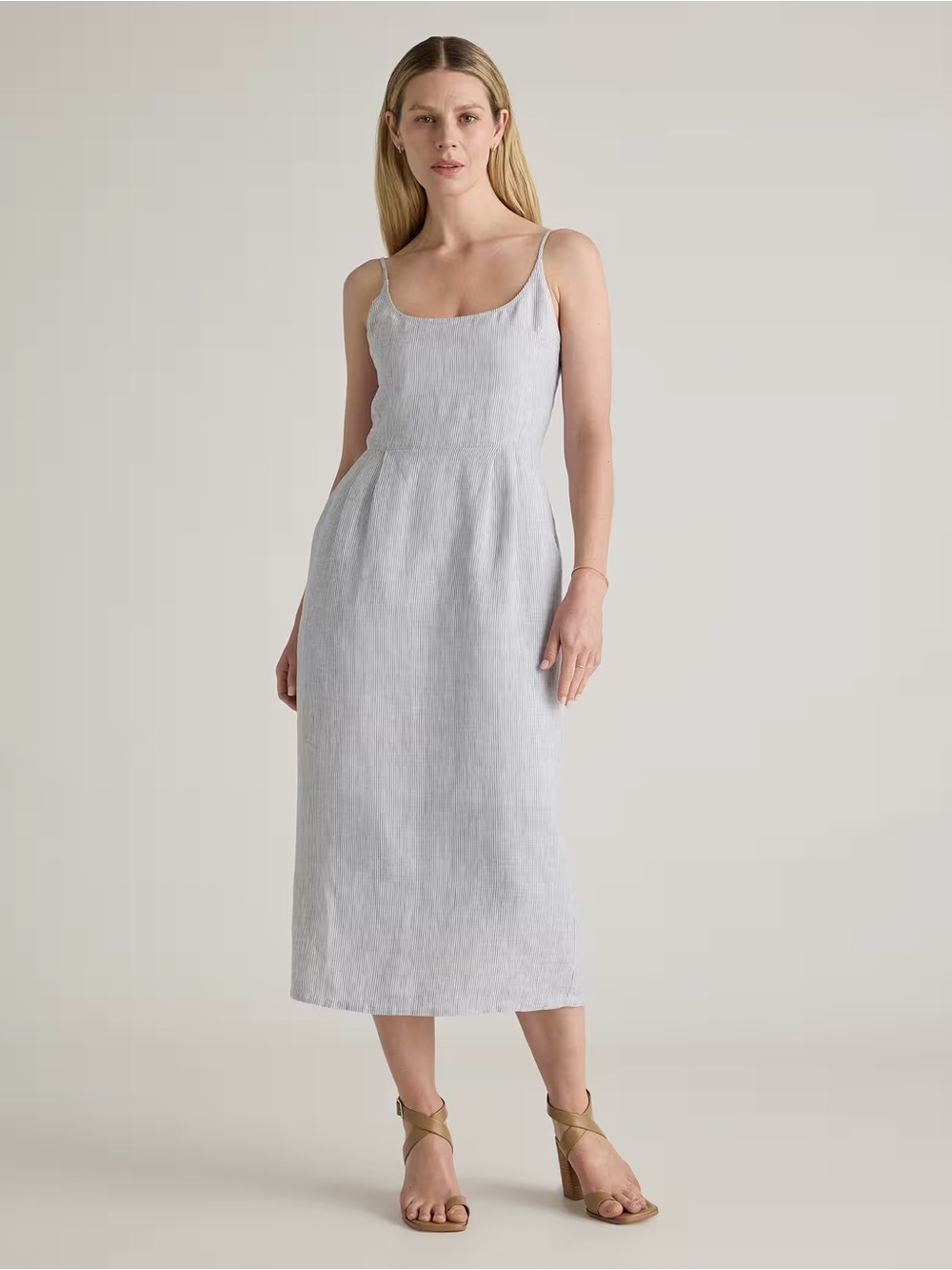 NWT Quince 100% European linen scoop neck midi dress size medium